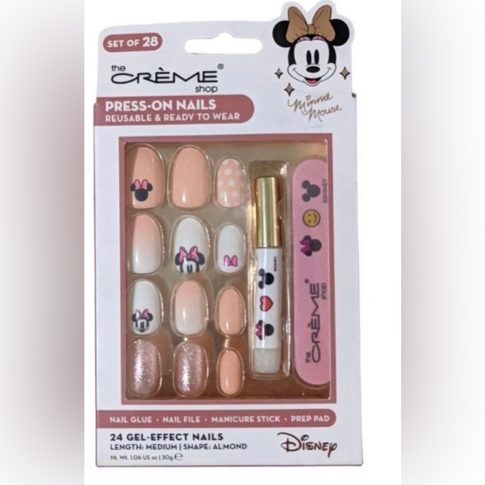 The Creme Shop x Minnie Mouse Press-On Gel effect reusable Nail set New